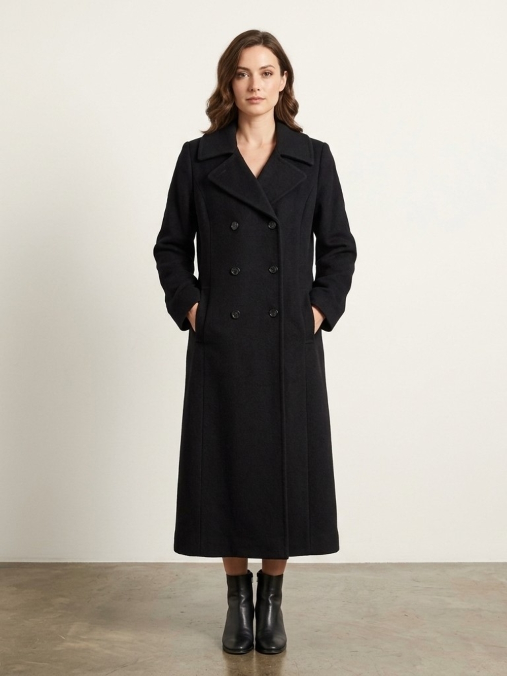 Chadwicks Black Double-Breasted Maxi Coat Dress